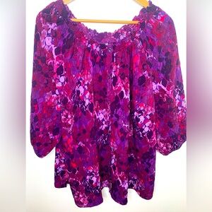 Maggie Barnes For Catherine’s Size 1X Peasant Dark Romantic 3/4 Sleeve Ruffle